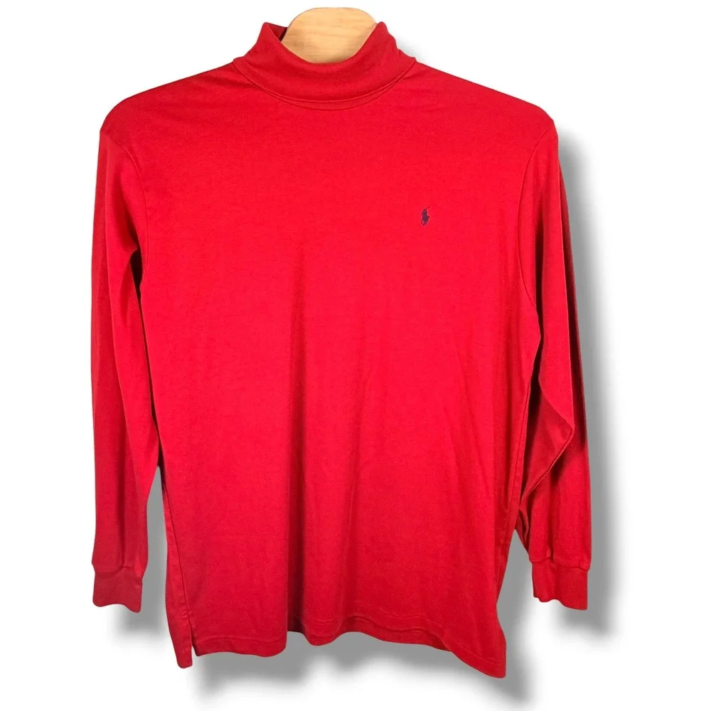 Vintage Polo Ralph Lauren Turtleneck Men XXL Red USA Made Cotton Pony Preppy